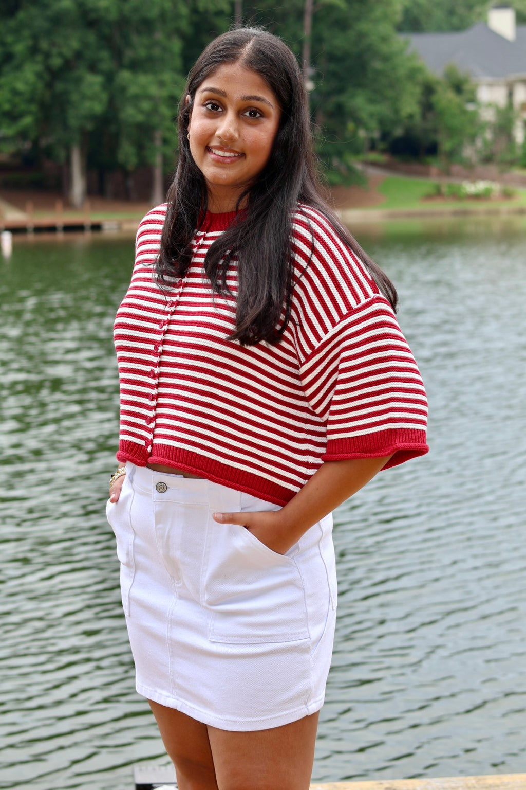 Kickoff Knit Sweater - Crimson & White