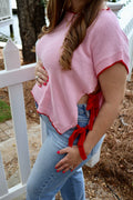Side Note Ribbon Top - Rosewater