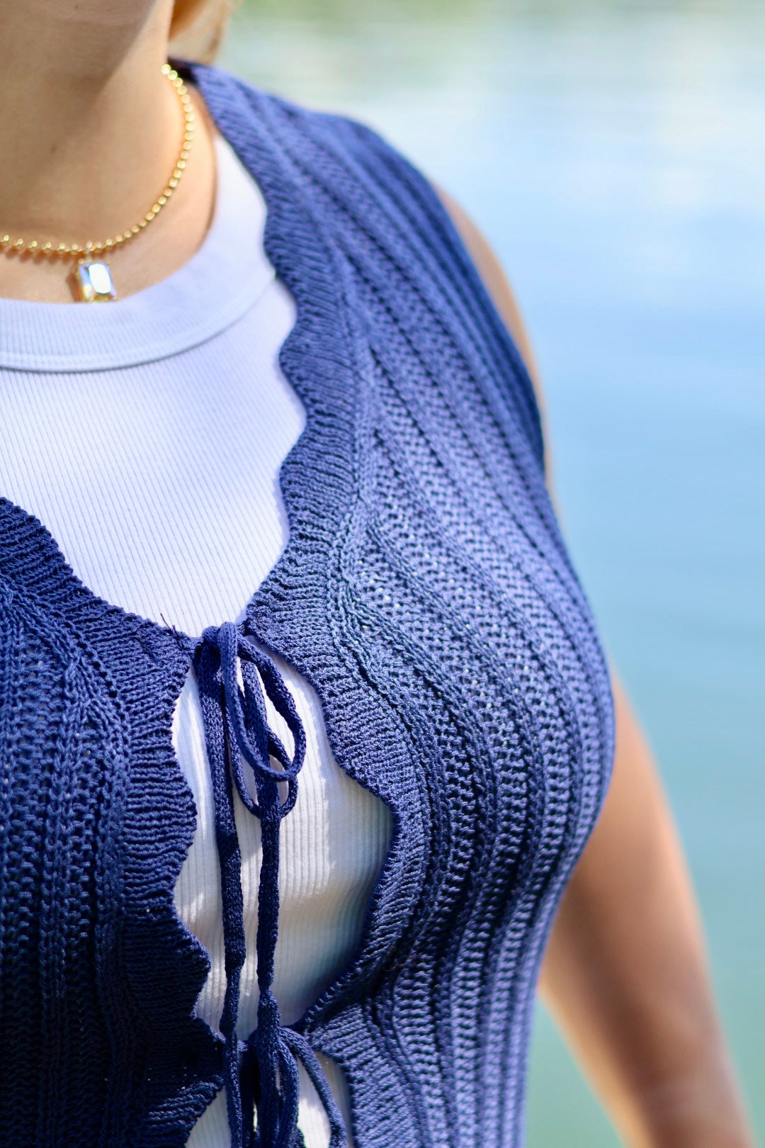 Star Spangled Tie Sweater Vest - Blue
