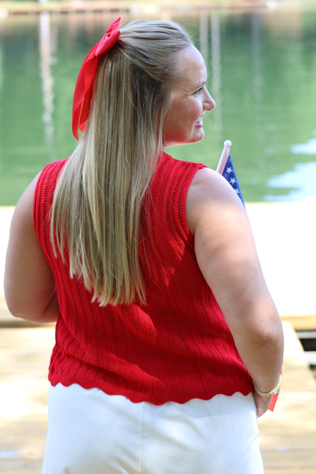 Star Spangled Tie Sweater Vest - Red