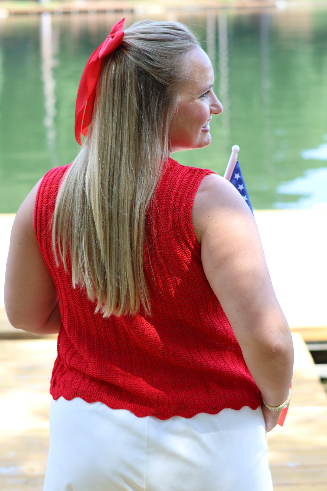 Star Spangled Tie Sweater Vest - Red