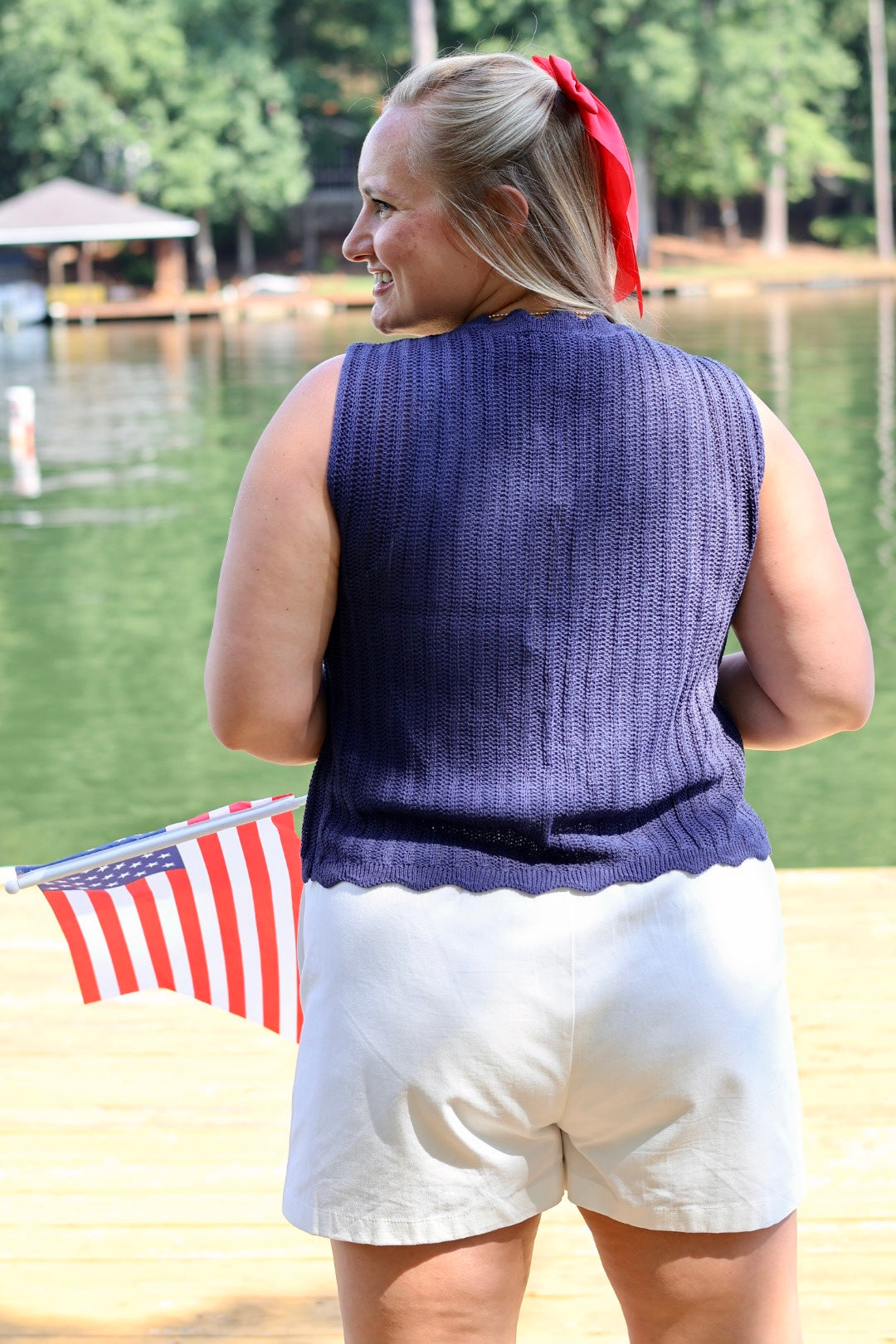 Star Spangled Tie Sweater Vest - Blue