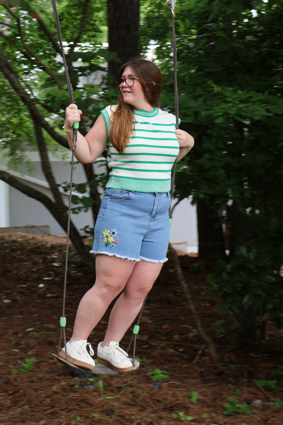 Wildflower Stitch Denim Shorts