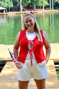 Star Spangled Tie Sweater Vest - Red