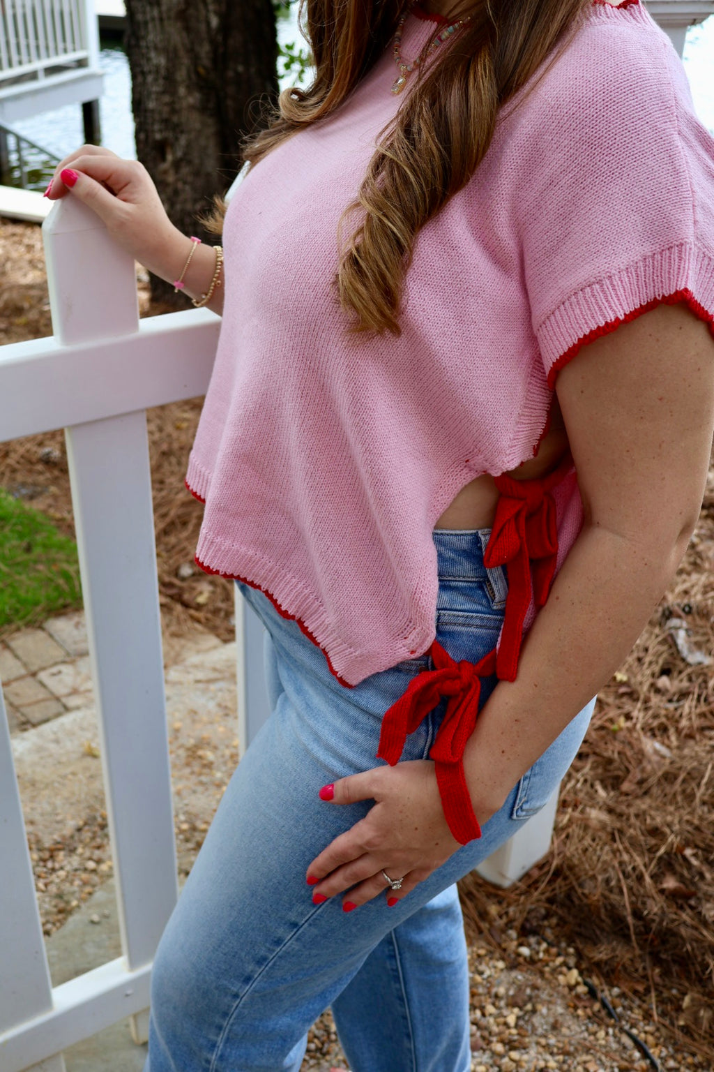Side Note Ribbon Top - Rosewater