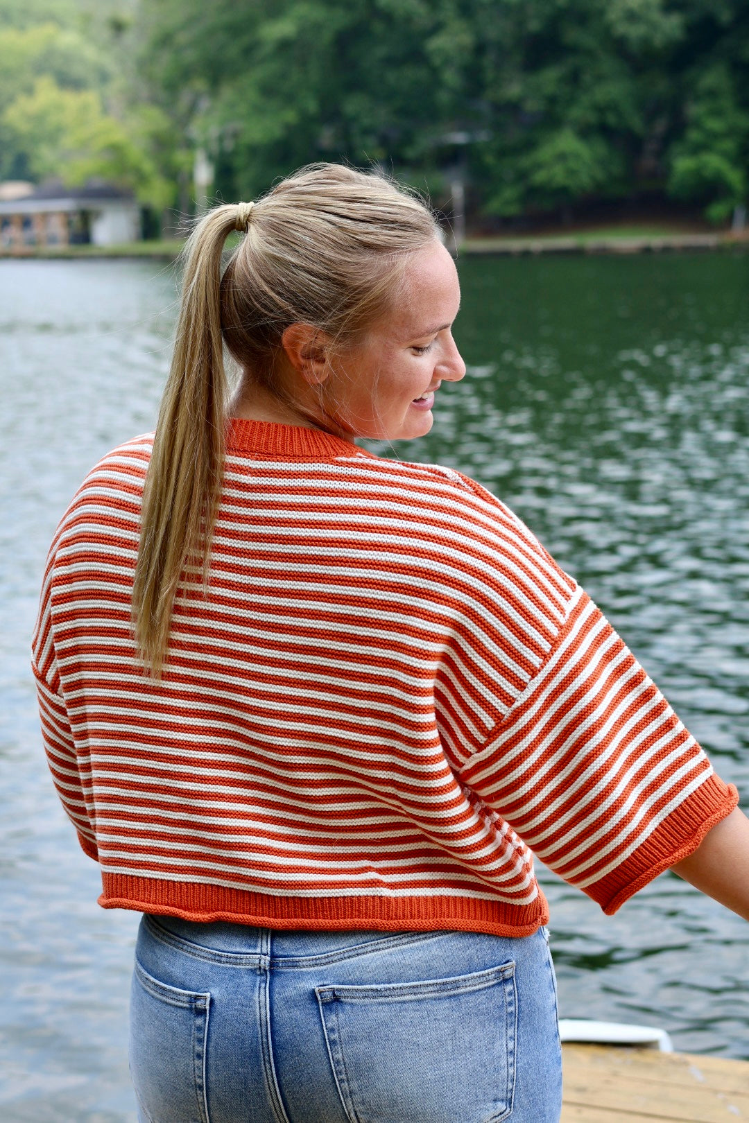Kickoff Knit Sweater - Orange & White
