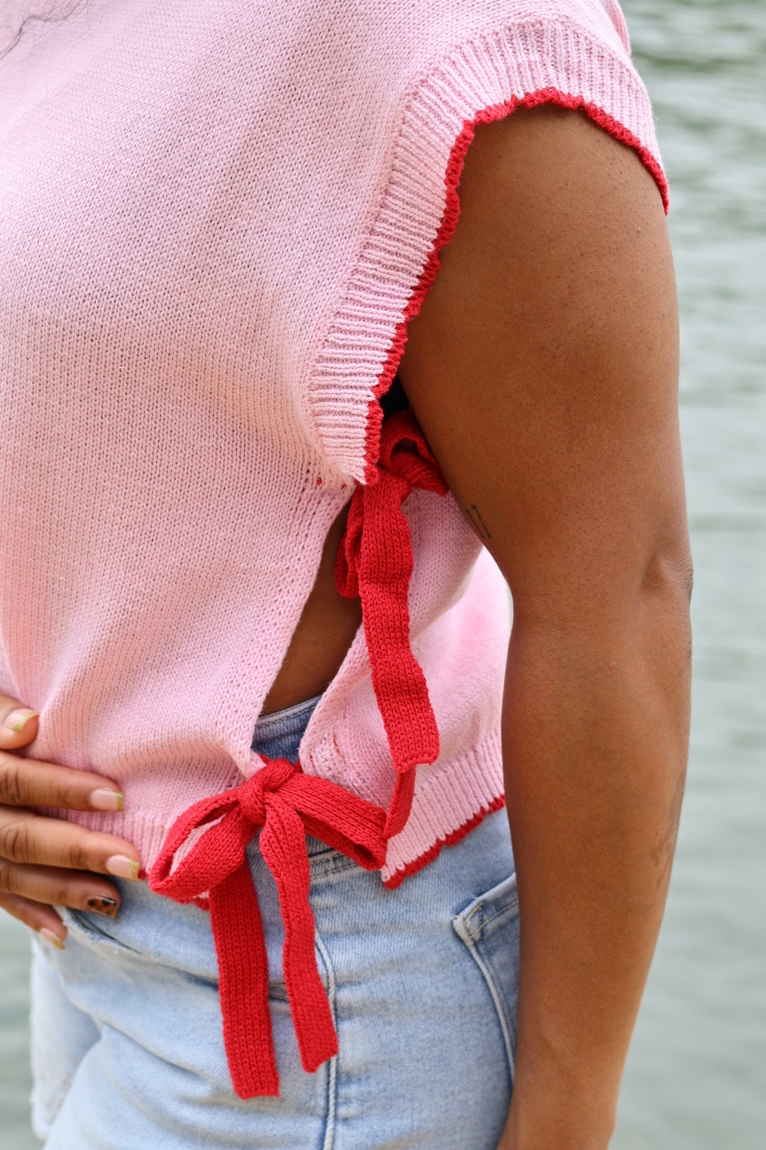 Side Note Ribbon Top - Rosewater