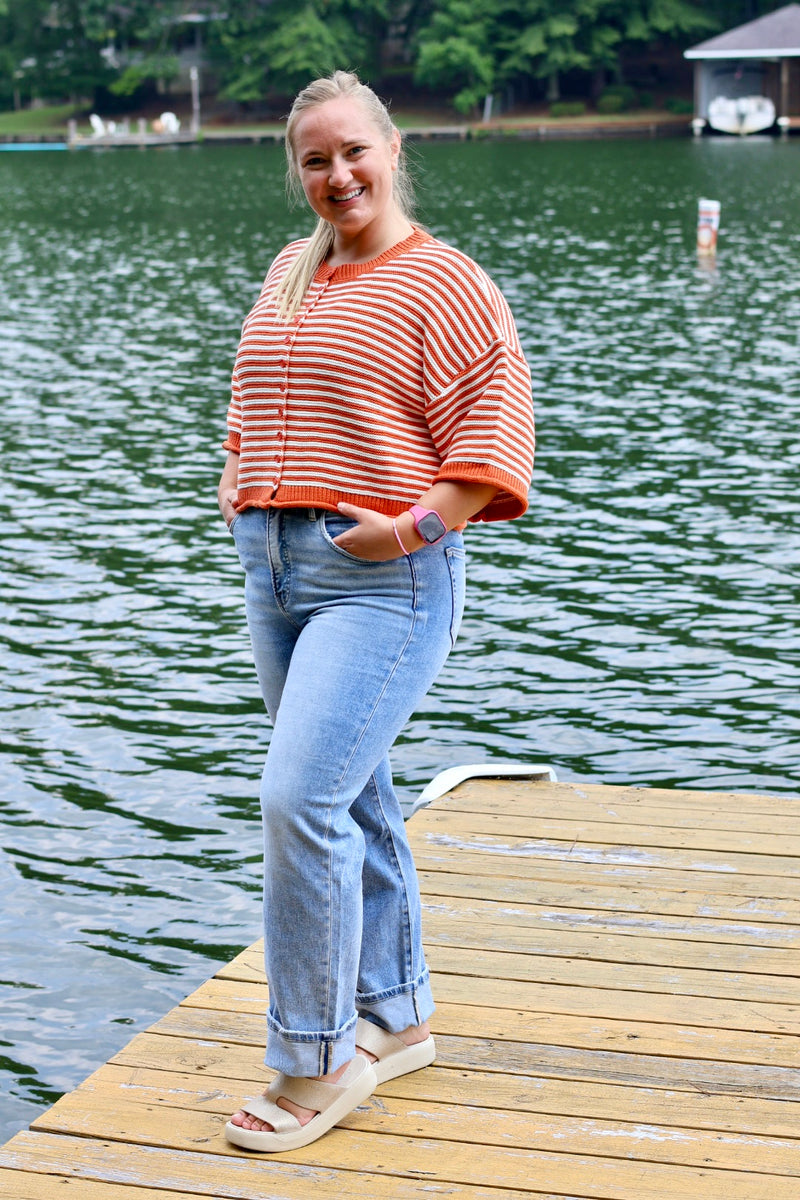 Kickoff Knit Sweater - Orange & White