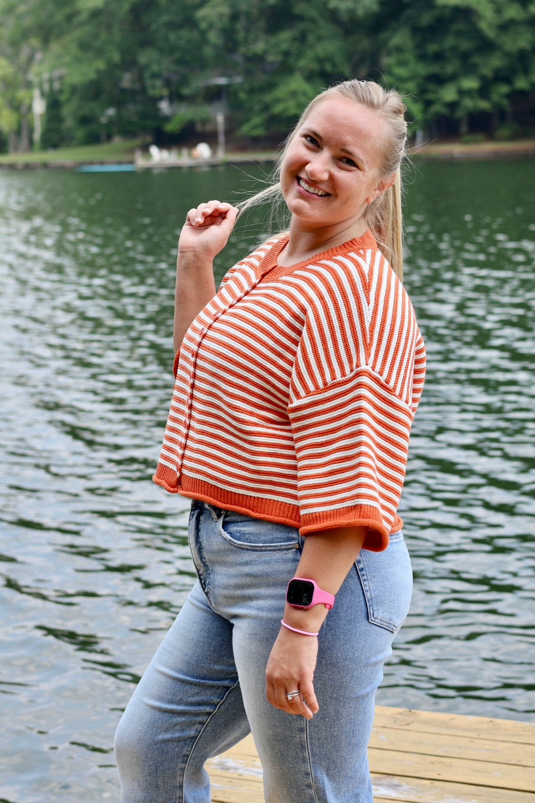 Kickoff Knit Sweater - Orange & White