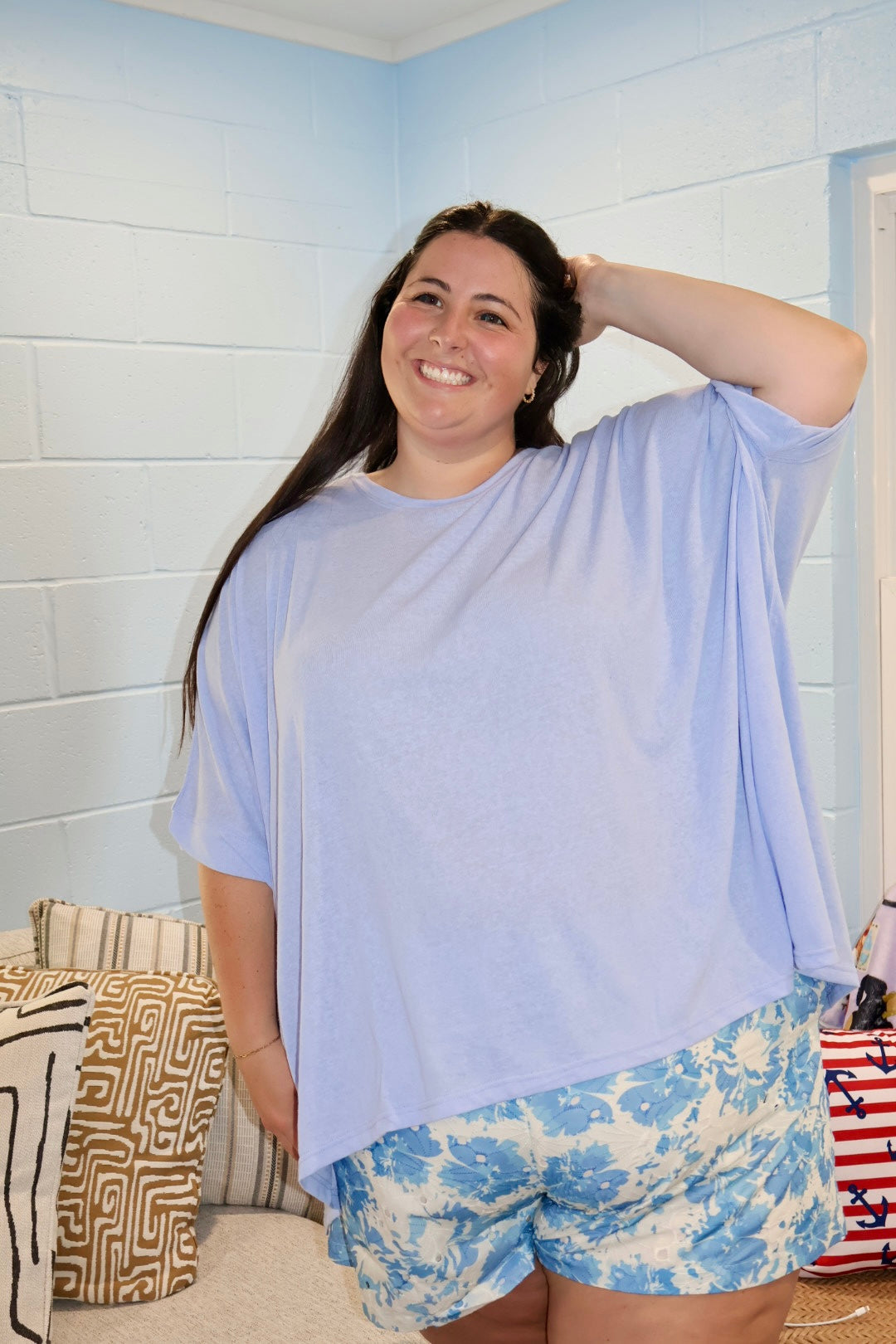 Barefoot and Busy Top - Poolside Blue
