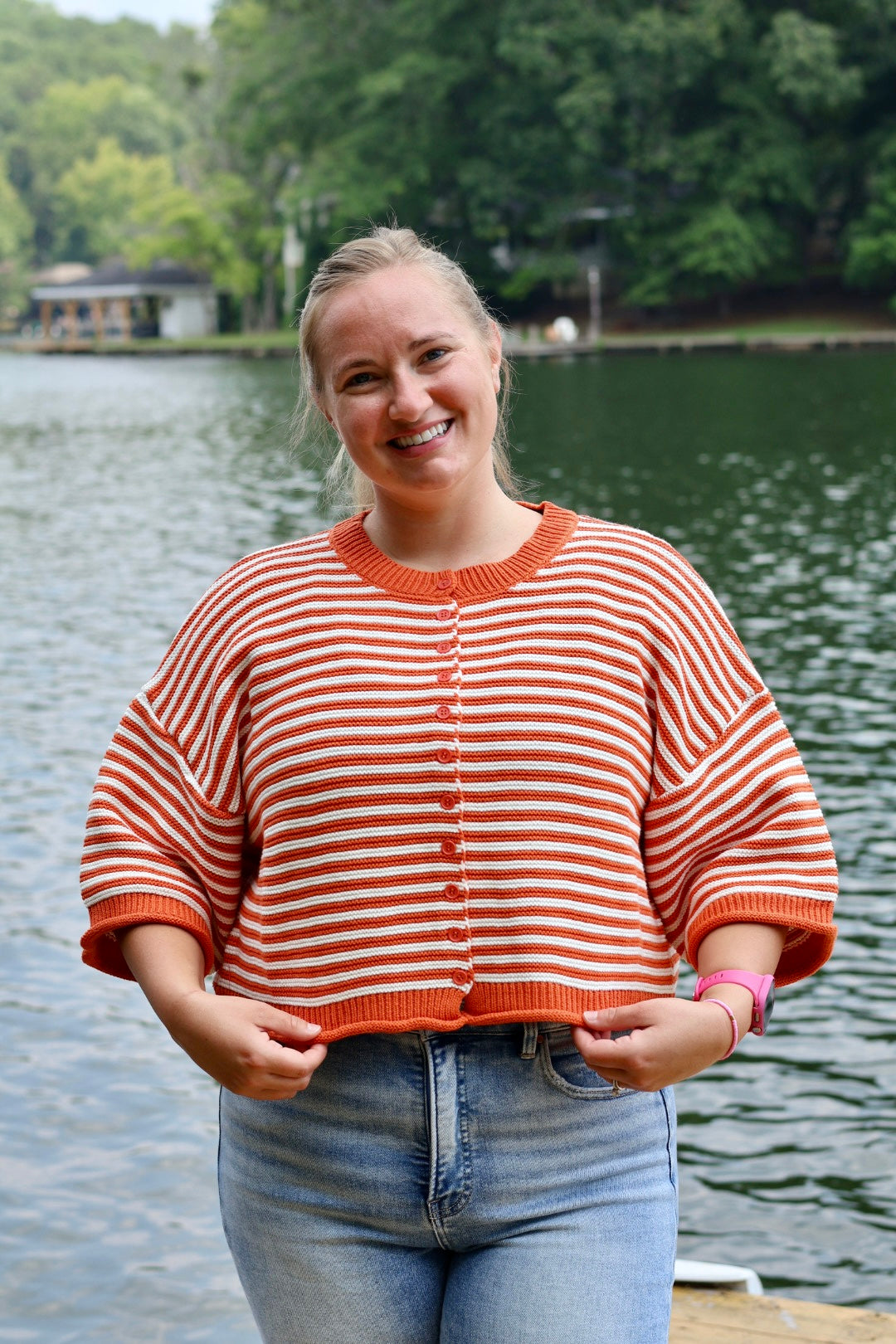 Kickoff Knit Sweater - Orange & White