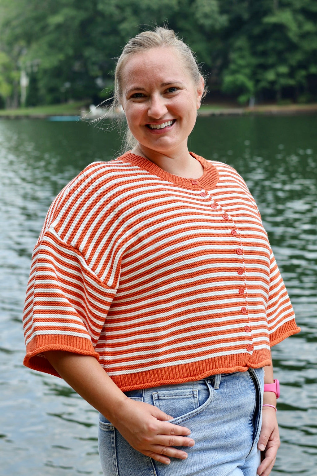 Kickoff Knit Sweater - Orange & White