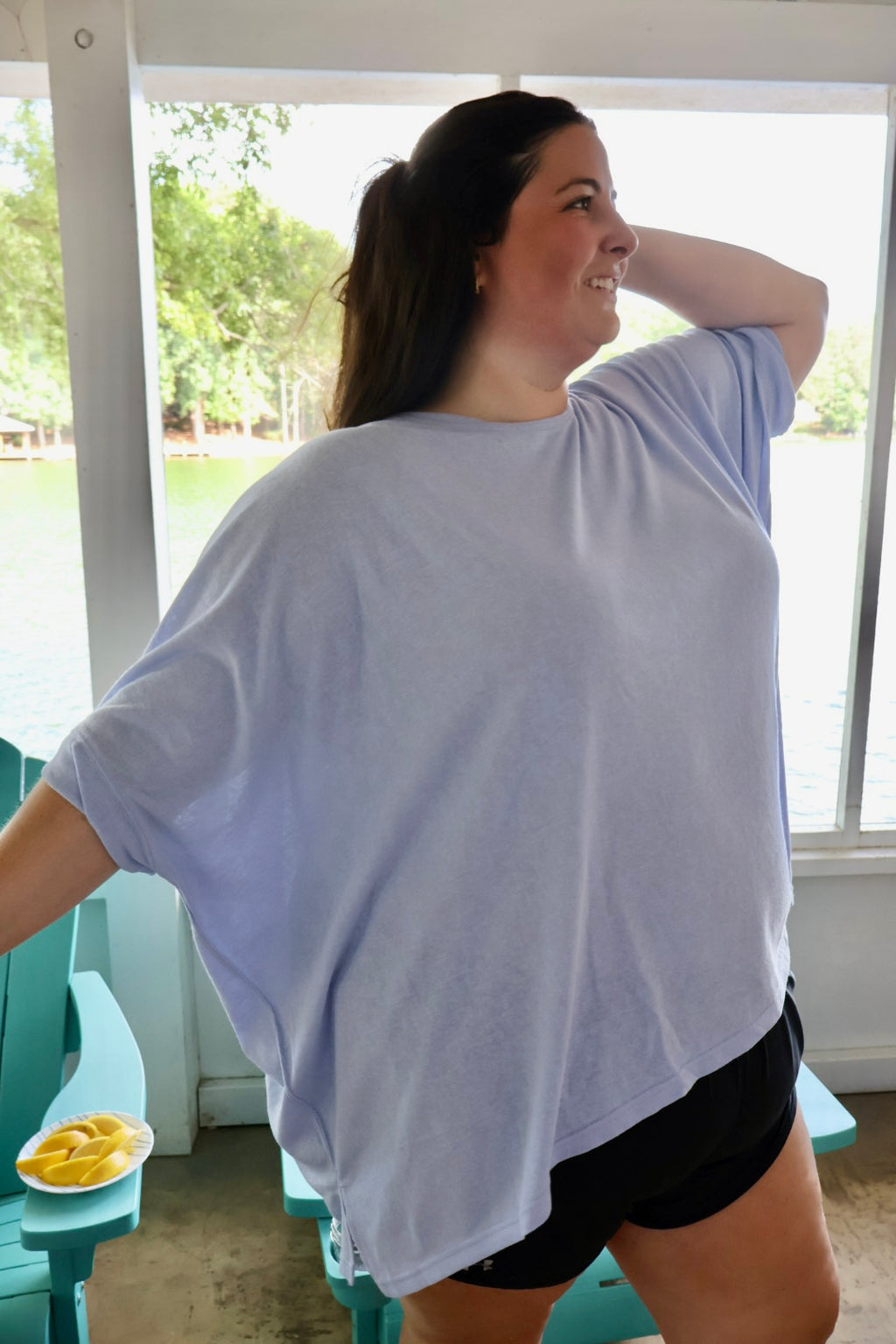 Barefoot and Busy Top - Poolside Blue