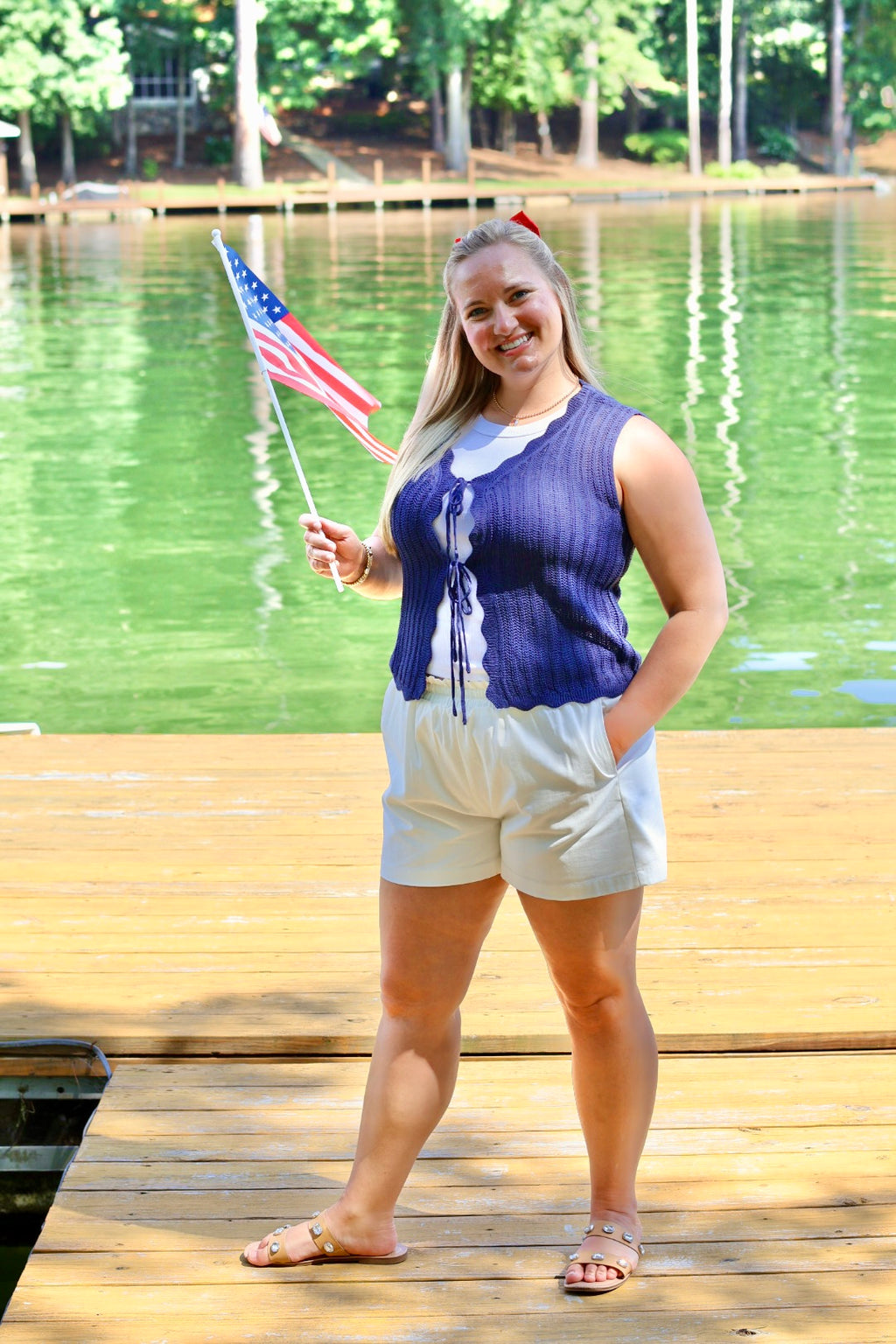 Star Spangled Tie Sweater Vest - Blue