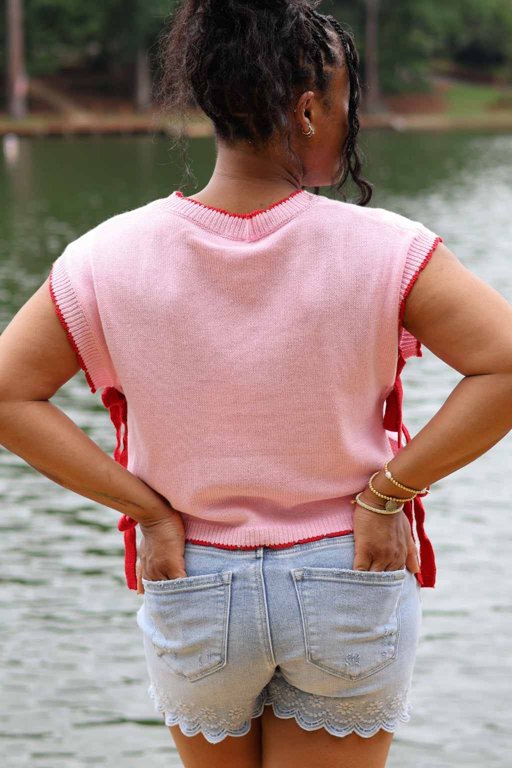 Side Note Ribbon Top - Rosewater