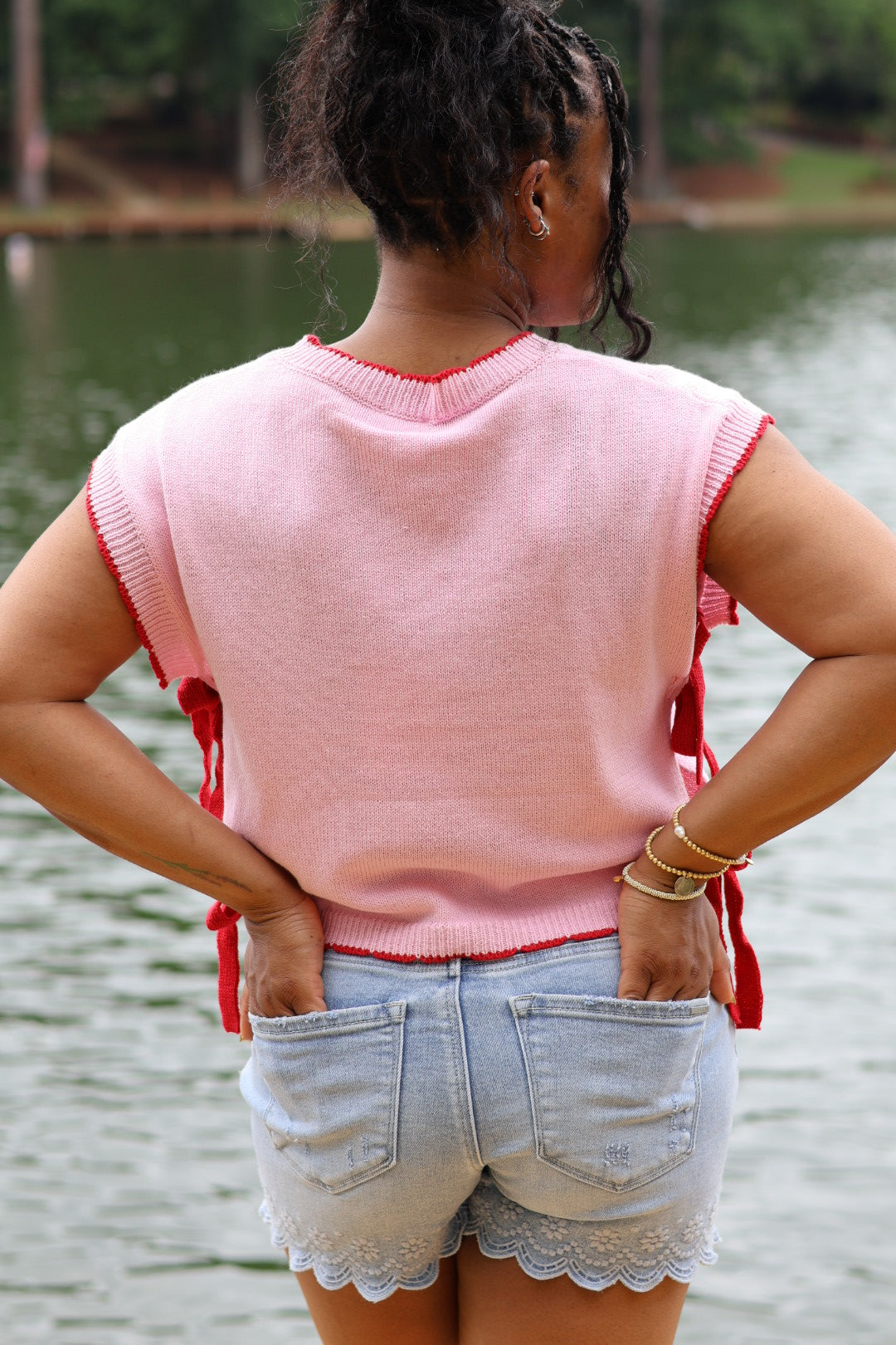Side Note Ribbon Top - Rosewater