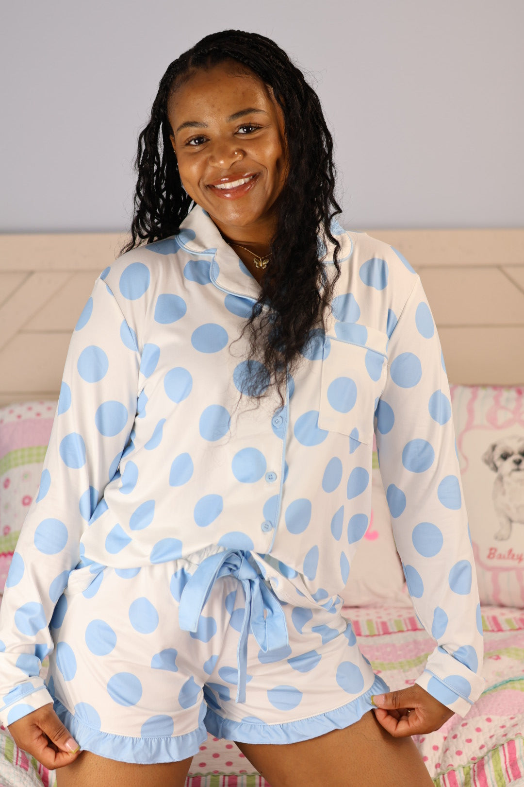 Blue Dot Darling Pajama Set