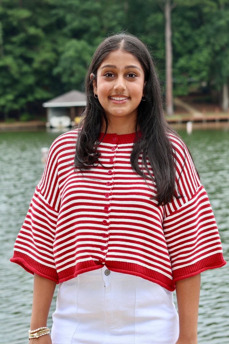 Kickoff Knit Sweater - Crimson & White