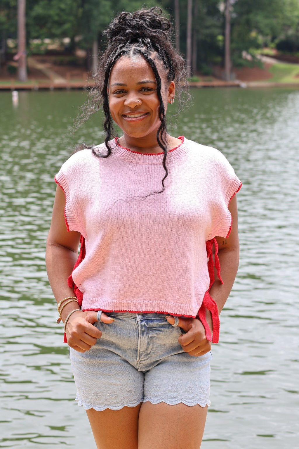 Side Note Ribbon Top - Rosewater