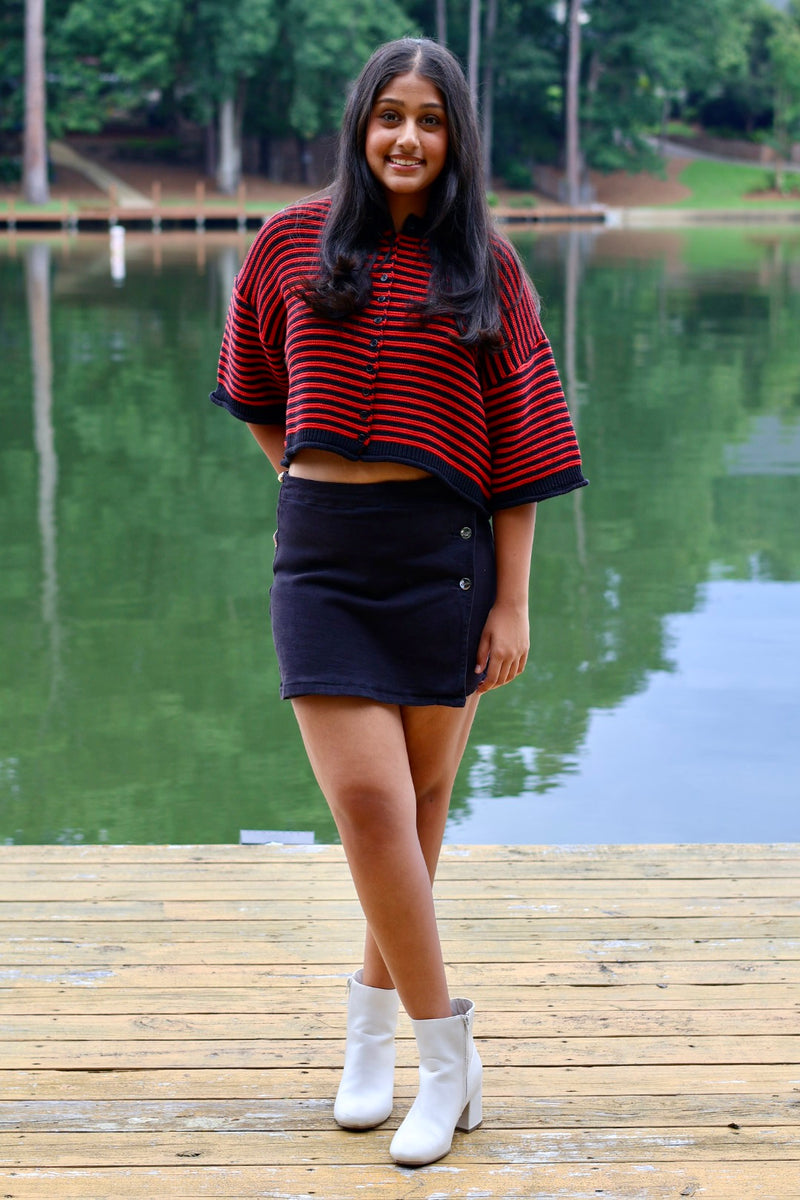Kickoff Knit Sweater - Red & Black